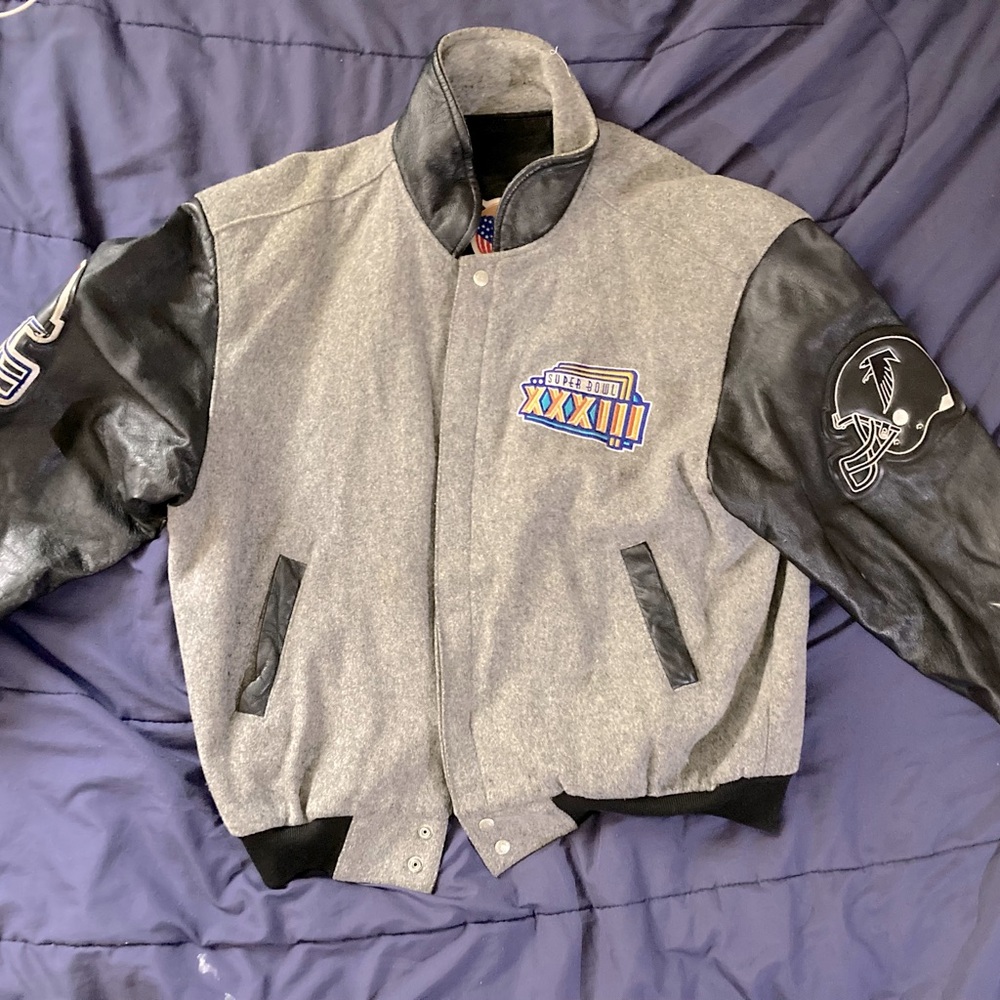 Jeff Hamilton Super Bowl 33 Leather Varsity Coat. SZ XL